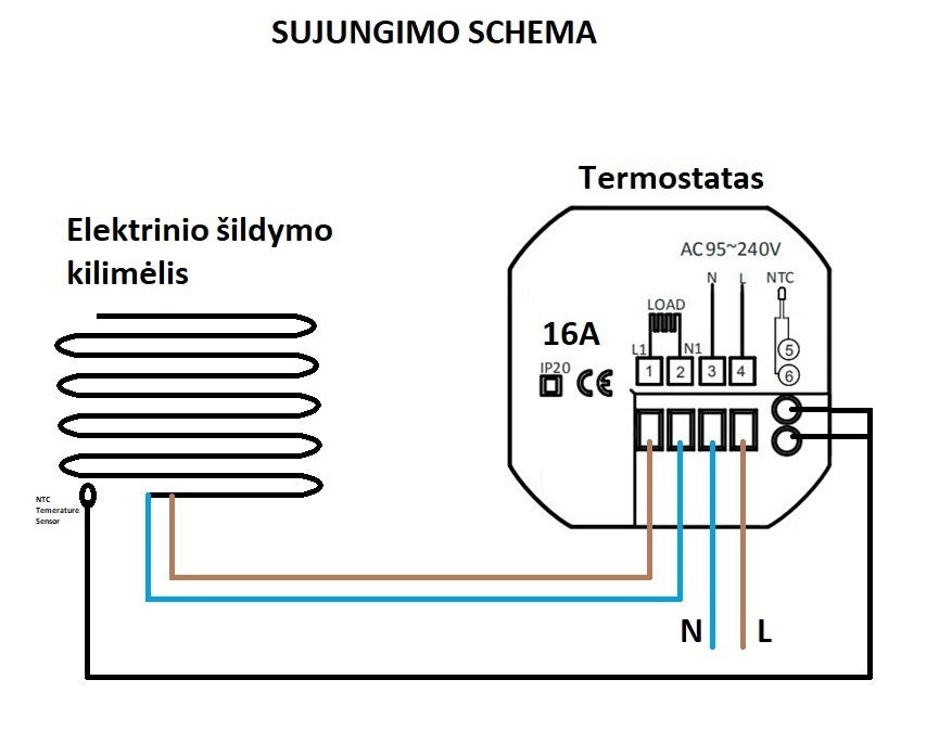 Thermostat SPRING TR8000-1WB (for underfloor heating) (black) with WIFI