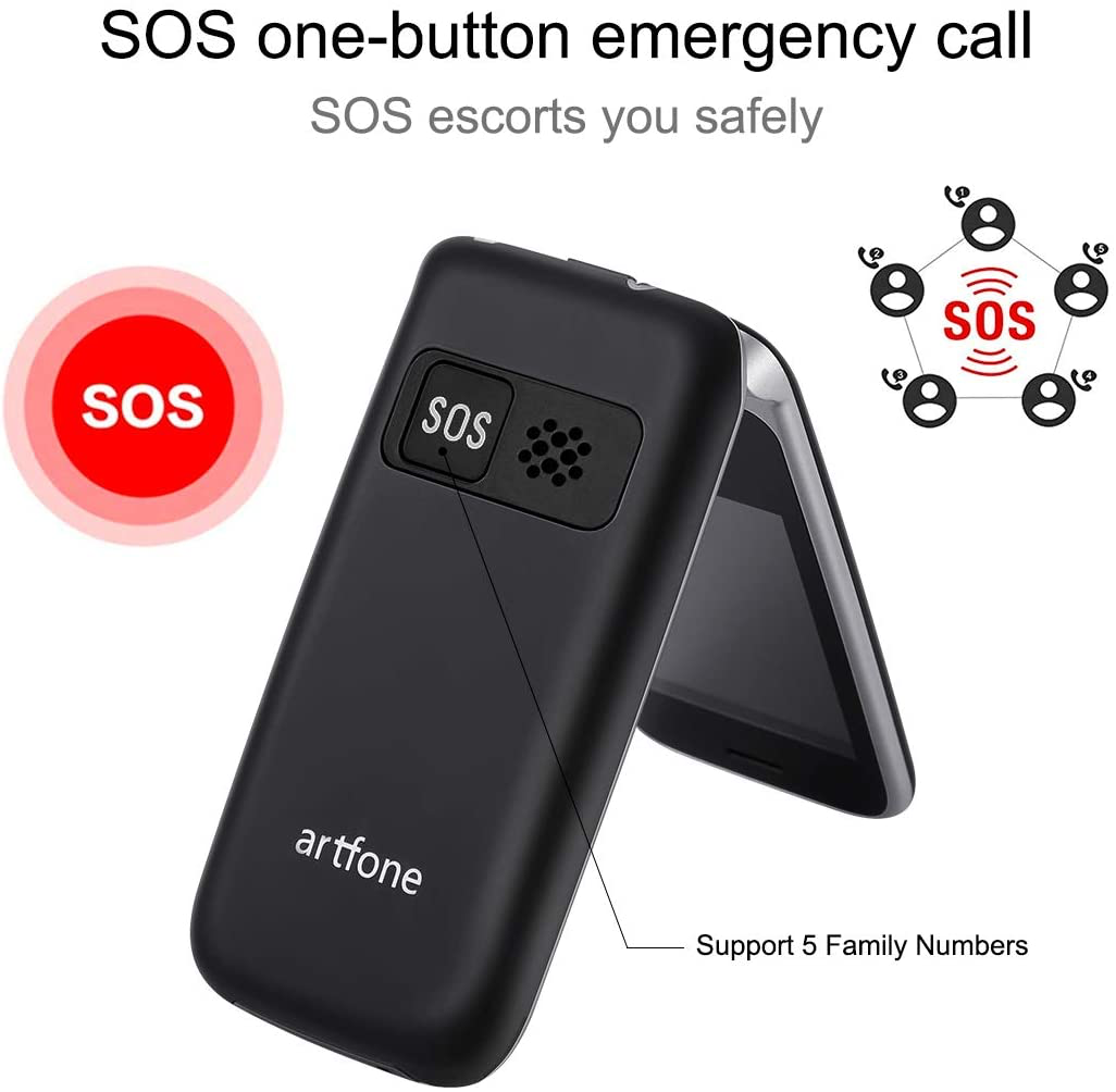 Artfone C10 Senior Phone – Large Buttons, Clear Display (Black)