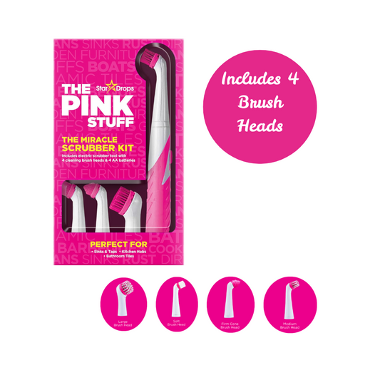 The Pink Stuff Electric Cleaning Brush – 4 Interchangeable Heads