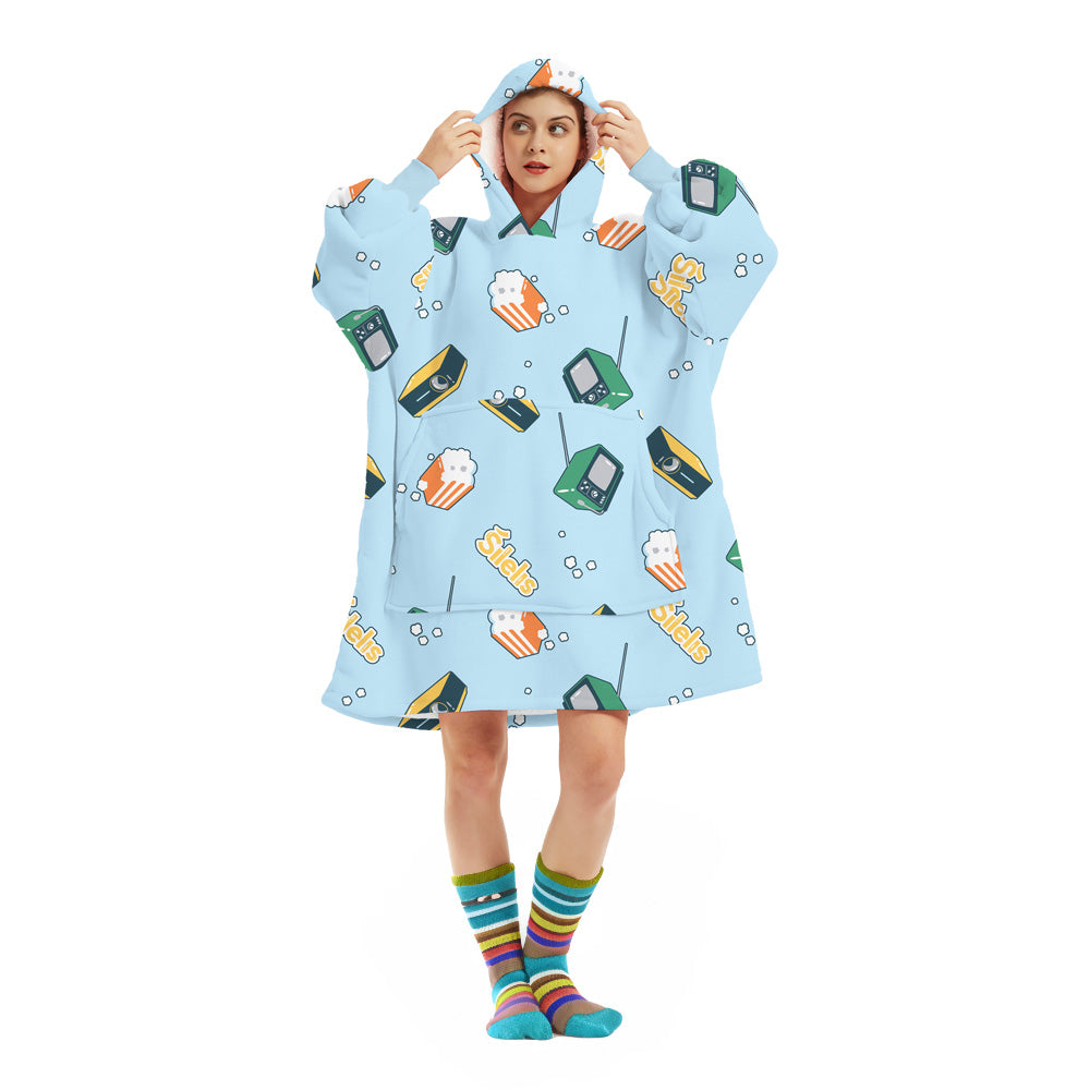 Šilelis Wearable Sweater Blanket – Cozy Premium Fleece (Blue)