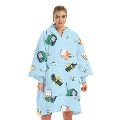 Šilelis Wearable Sweater Blanket – Cozy Premium Fleece (Blue)