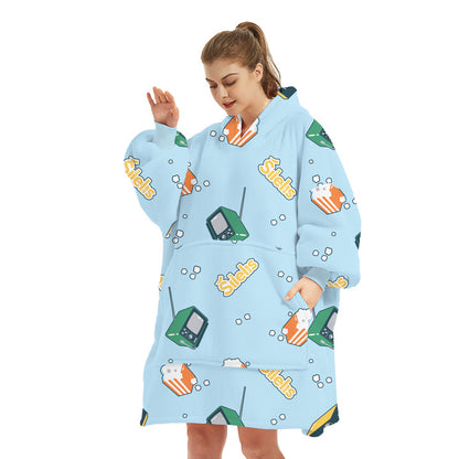 Šilelis Wearable Sweater Blanket – Cozy Premium Fleece (Blue)