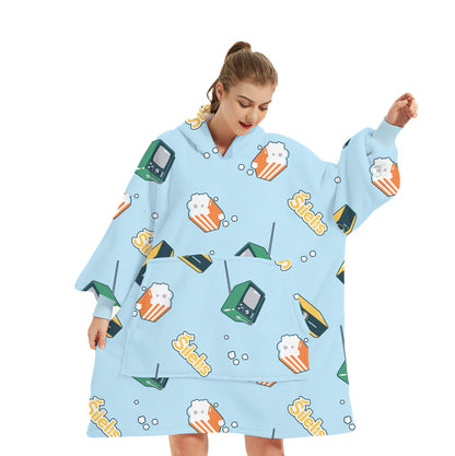 Šilelis Wearable Sweater Blanket – Cozy Premium Fleece (Blue)