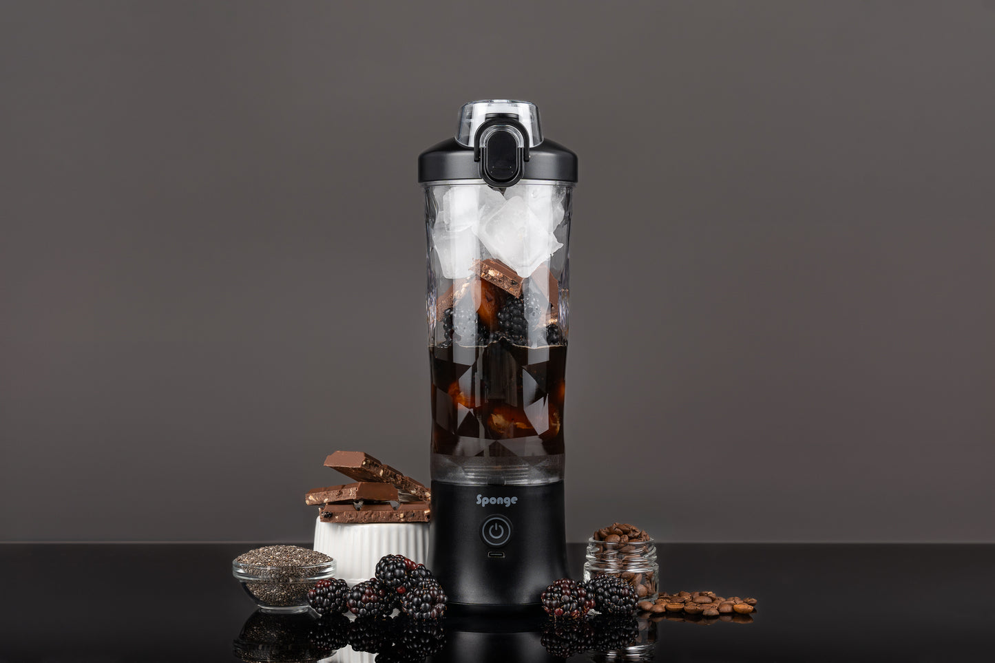 Sponge Blend Portable Blender – Rechargeable Coctail Maker (Black)