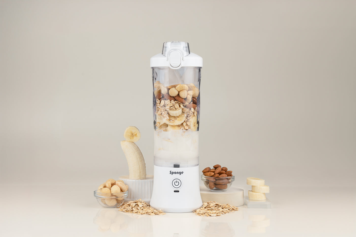 Sponge Blend Portable Blender – Rechargeable Coctail Maker (White)