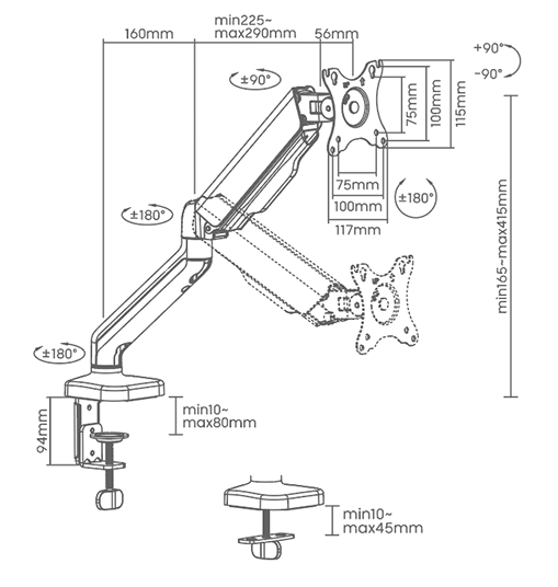 Universal Tabletop Monitor Stand – Adjustable Screen Desk Mount
