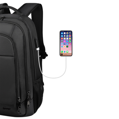 Sponge Business Laptop Backpack 14.1–15.6” – USB Charging (Black)