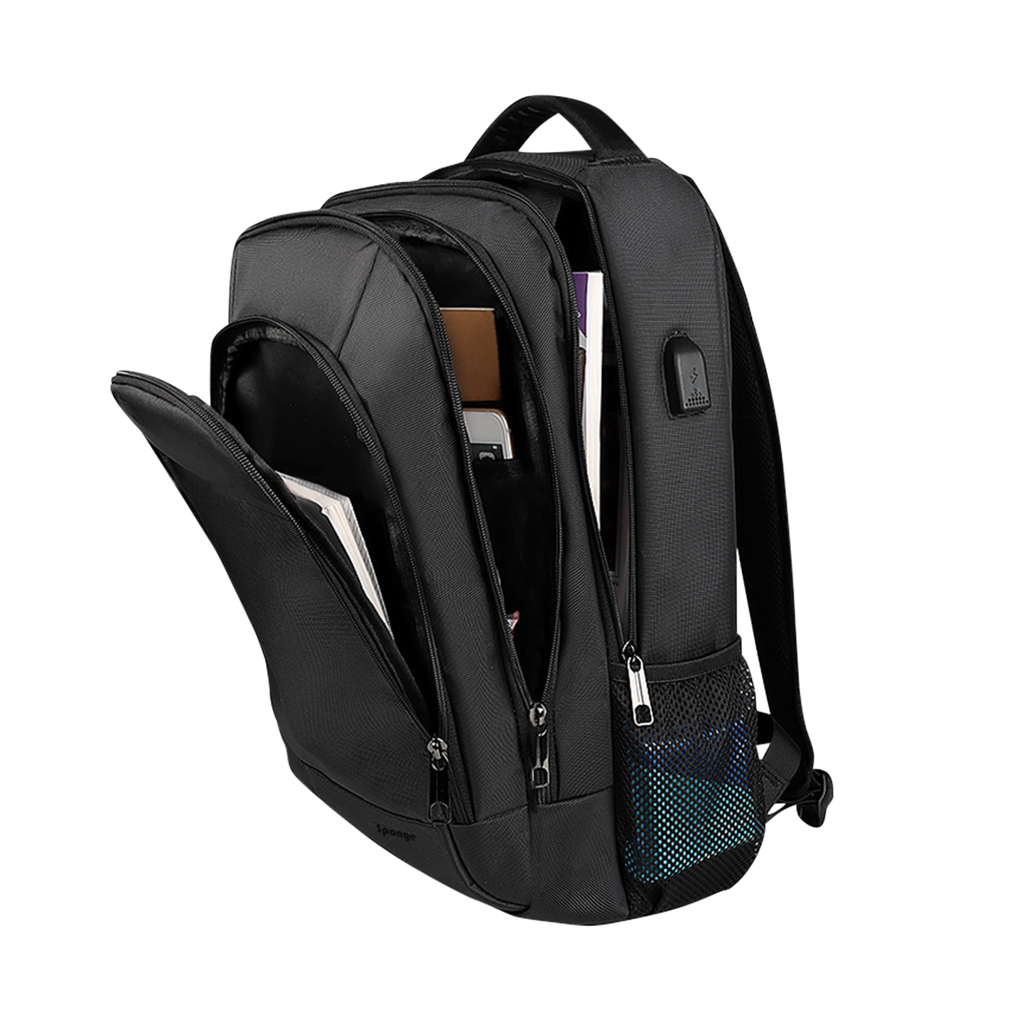 Sponge Business Laptop Backpack 14.1–15.6” – USB Charging (Black)