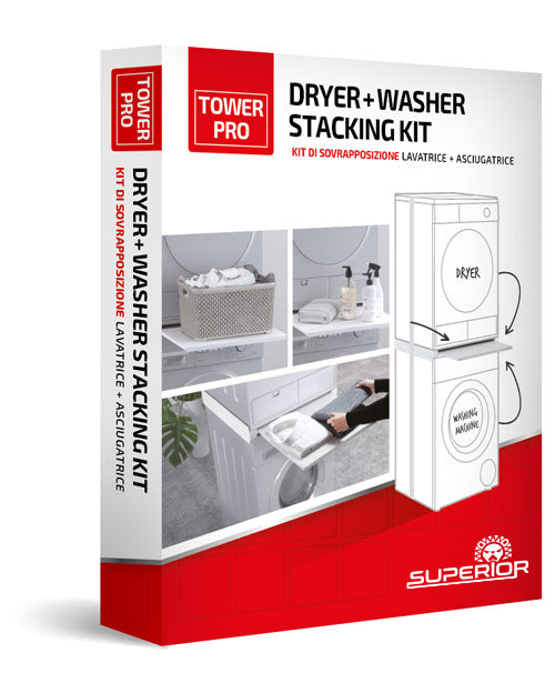 Tower Pro Washer & Dryer Stacking Kit – Removable Shelf Storage