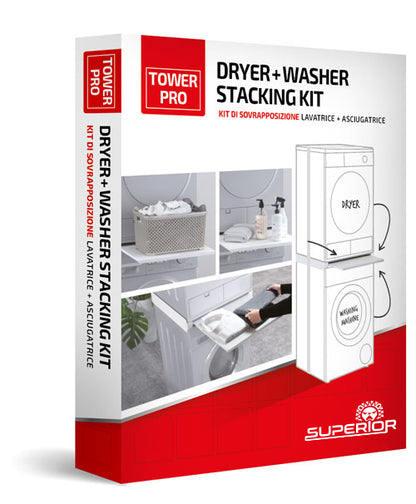 Tower Pro Washer & Dryer Stacking Kit – Removable Shelf Storage